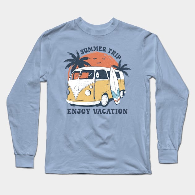 Summer Trip Long Sleeve T-Shirt by DavidBriotArt